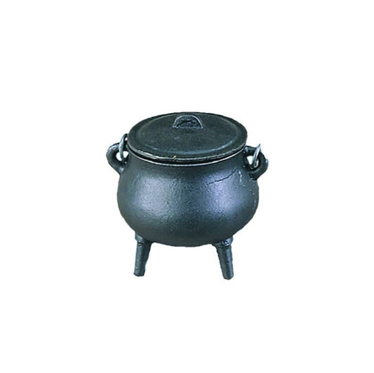 Plain Mini Cast Iron Cauldron 3.5 inch with Lid