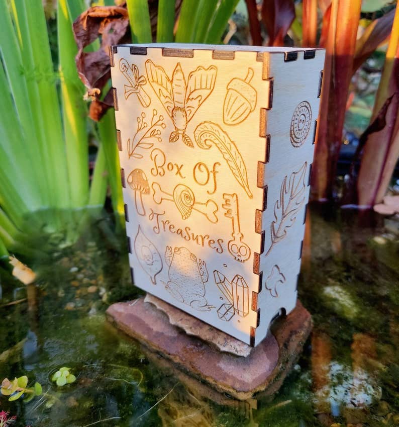 Goblincore Treasure Box - Lasercut & Engraved Wooden Box