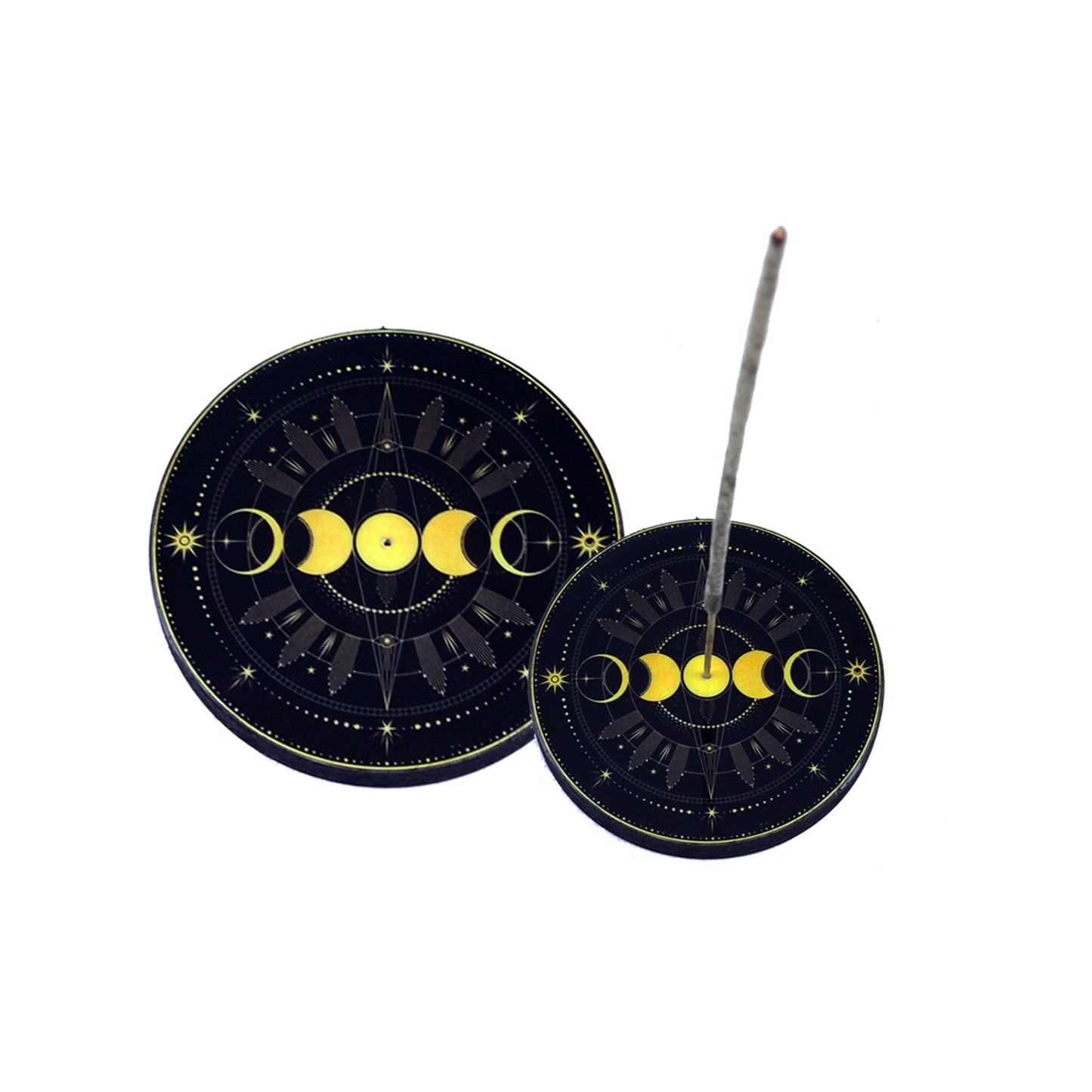 Triple Moon Round Wooden Ash Catcher Stand 4"