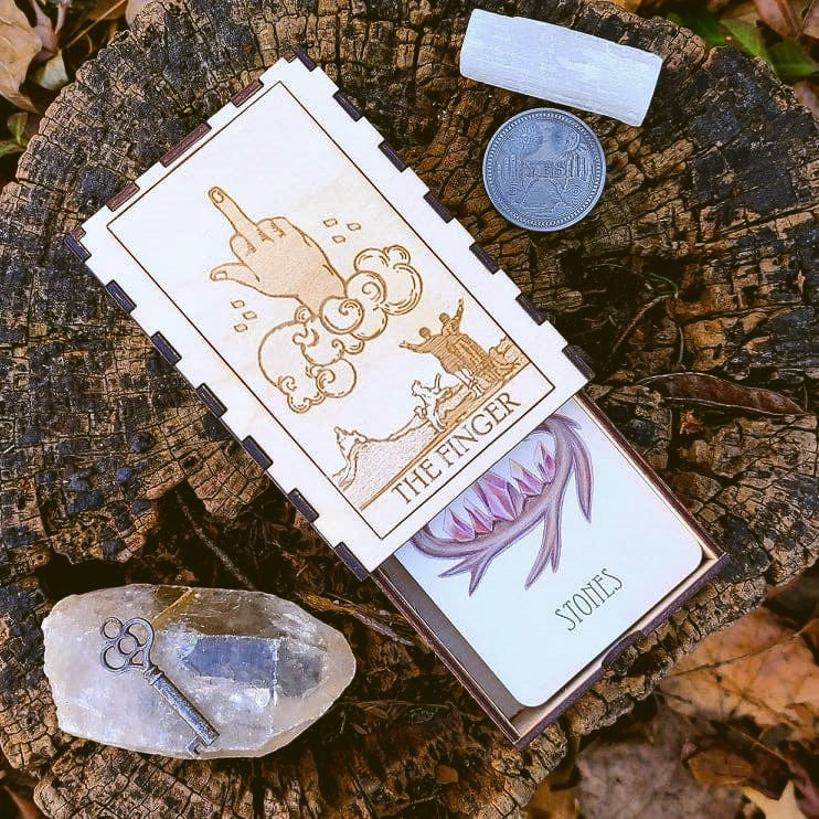 The Finger Tarot Deck Box - Lasercut Birch Tarot Card Case