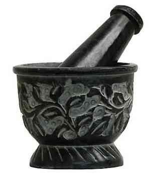Black Carved Soapstone Mortar & Pestle 2.5"H, 3"D