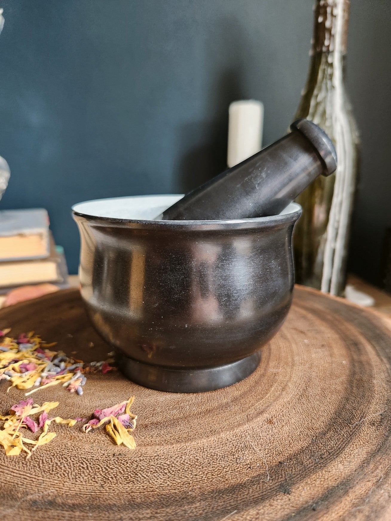 Spiral Soapstone Mortar & Pestle 2.5"h, 4"d