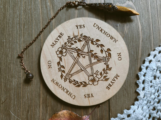 Floral Pentacle Pendulum Board - Small