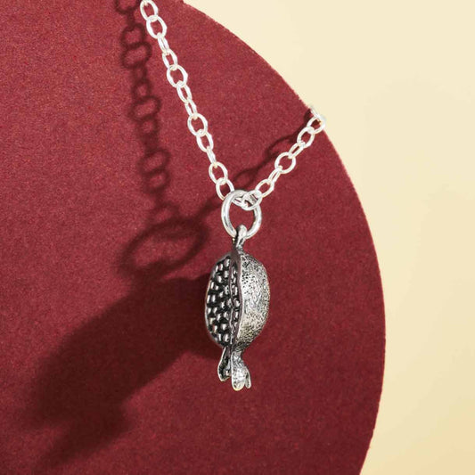 Sterling Silver 18 Inch Pomegranate Charm Necklace