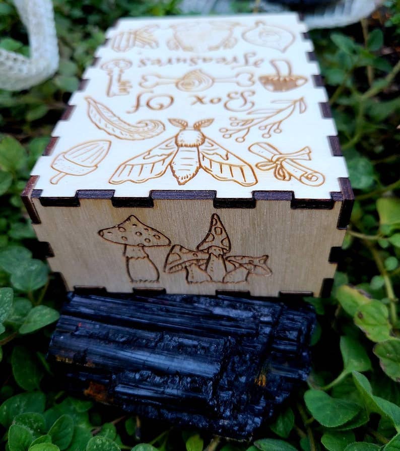 Goblincore Treasure Box - Lasercut & Engraved Wooden Box