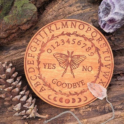 Luna Moth Pendulum Board Laser Engraved Wood Divination Tool: Assorted Stain Colors