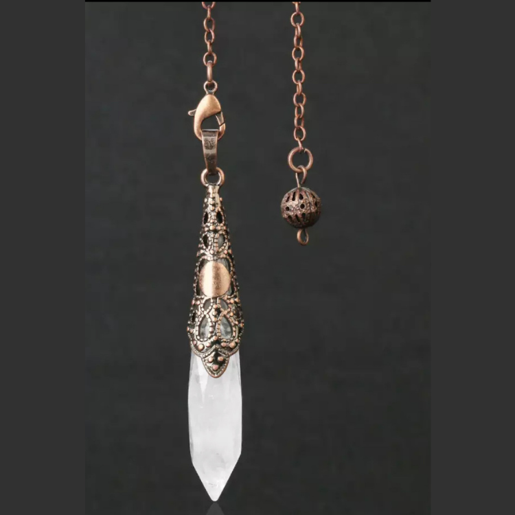Crystal Quartz Copper Pendulum - "Spiritual Awareness, Clarity & Power"
