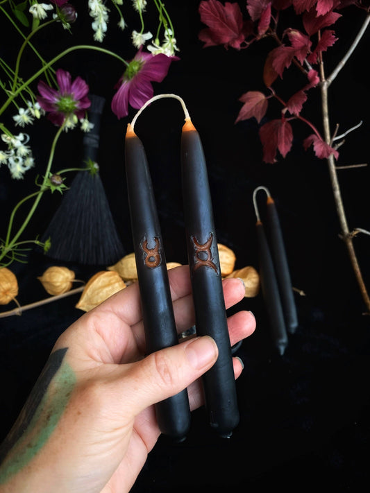 Specialty Witches Wands - Hand Dipped, Taper Beeswax Spell (6" Chime) Candles