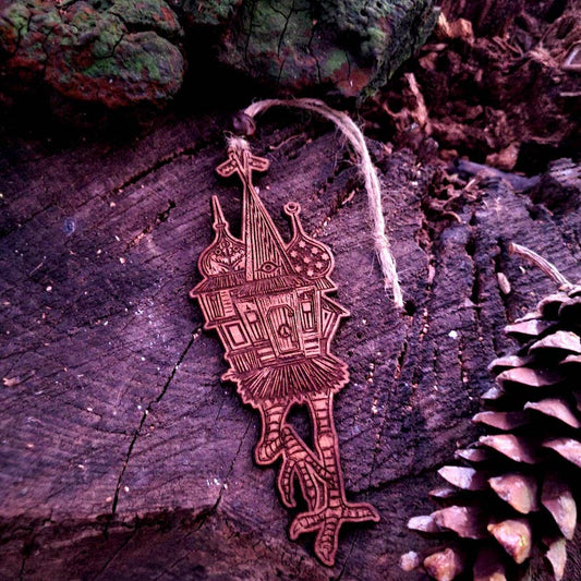 Baba Yaga's Hut Wooden Christmas Yule Ornament