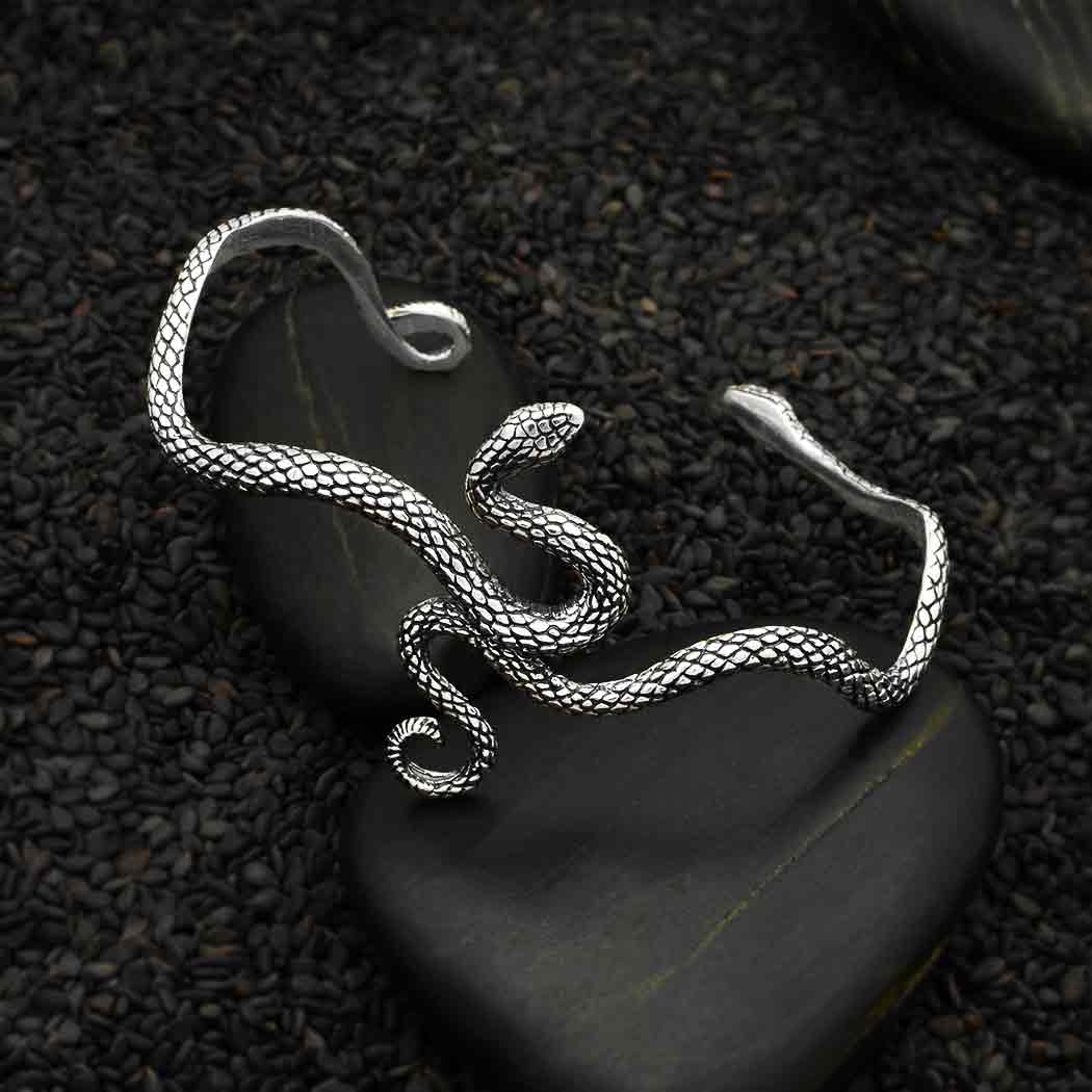 Textured Snake Bracelet: Sterling Silver