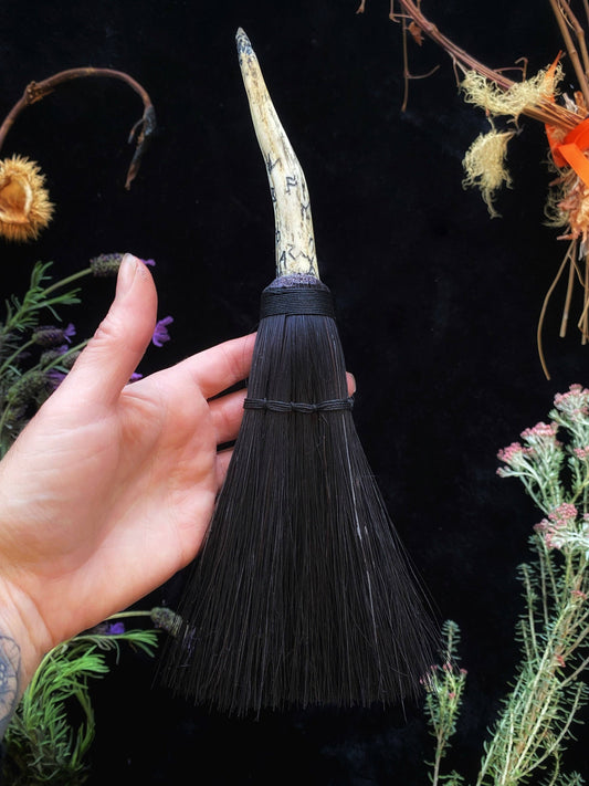 Hag’s Altar Broom w/ Naturally Shed Deer Antler