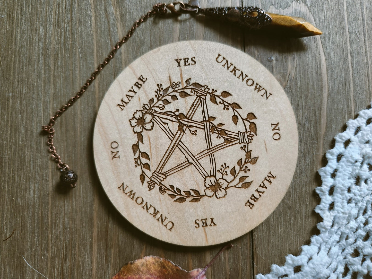 Floral Pentacle Pendulum Board - Small