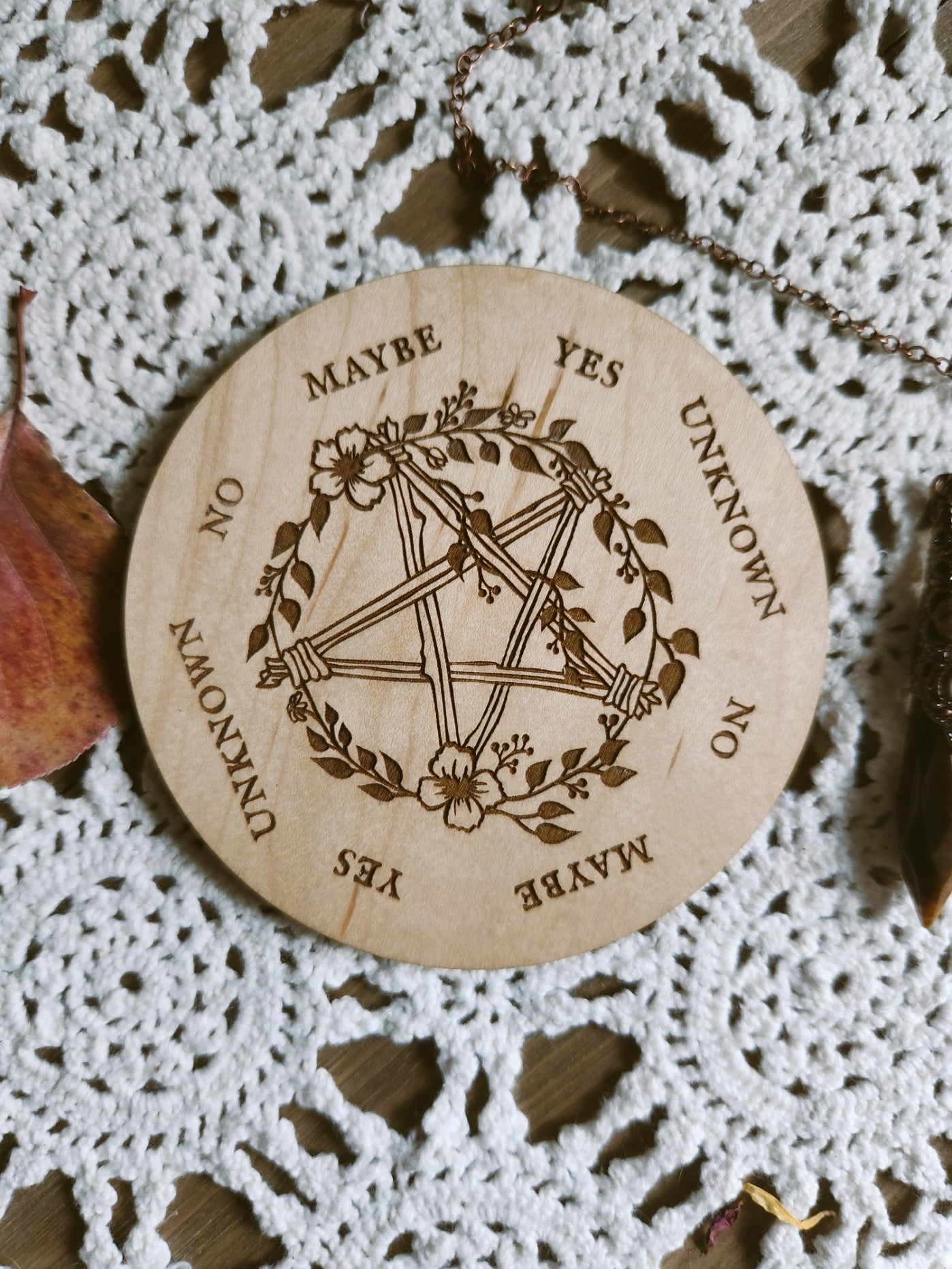 Floral Pentacle Pendulum Board - Small